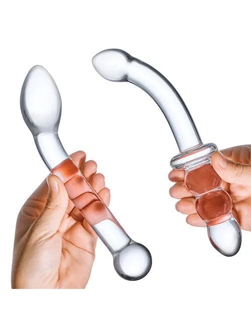 G-spot Pleasure Glass Dildo Set 2 Pc in Clear by Glas | Electric Eel Dildos