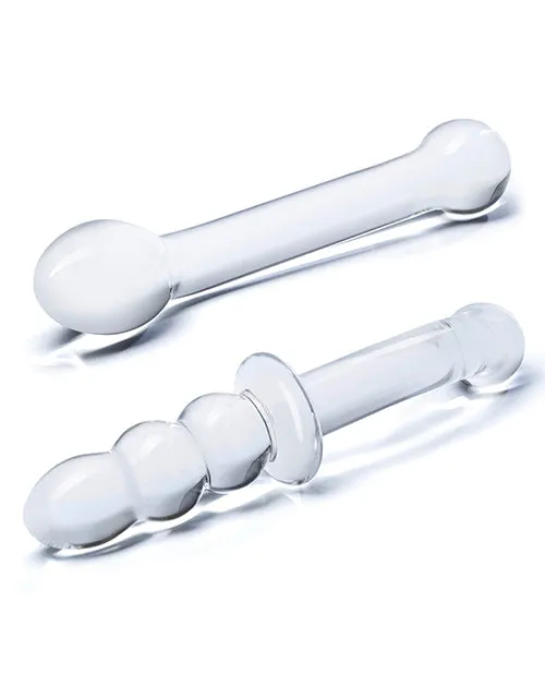 G-spot Pleasure Glass Dildo Set 2 Pc in Clear by Glas | Electric Eel Dildos