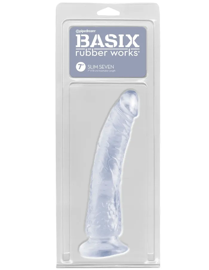 Pipedream Dildos | Basix Rubber Works Slim Dong 7in Clear W/ Suction Cup