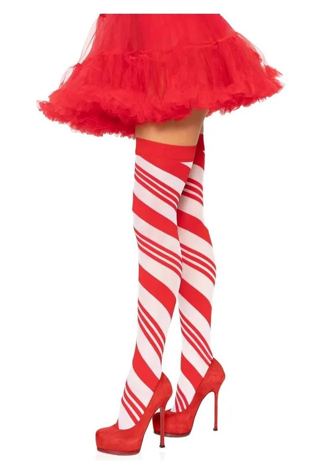 Spandex Sheer Candy Cane Striped Thigh Highs Leg Avenue Dildos