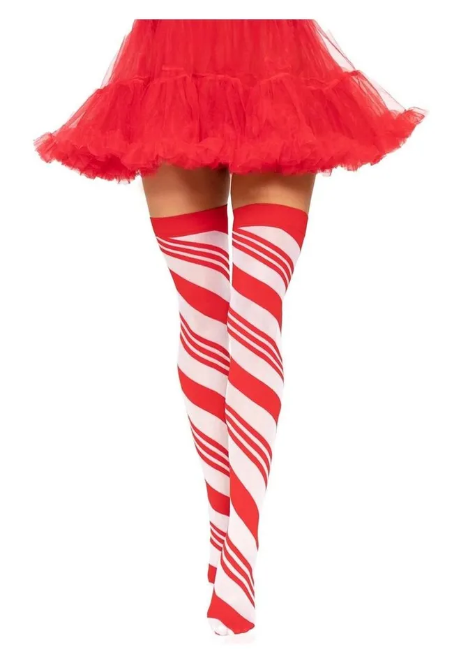 Spandex Sheer Candy Cane Striped Thigh Highs Leg Avenue Dildos