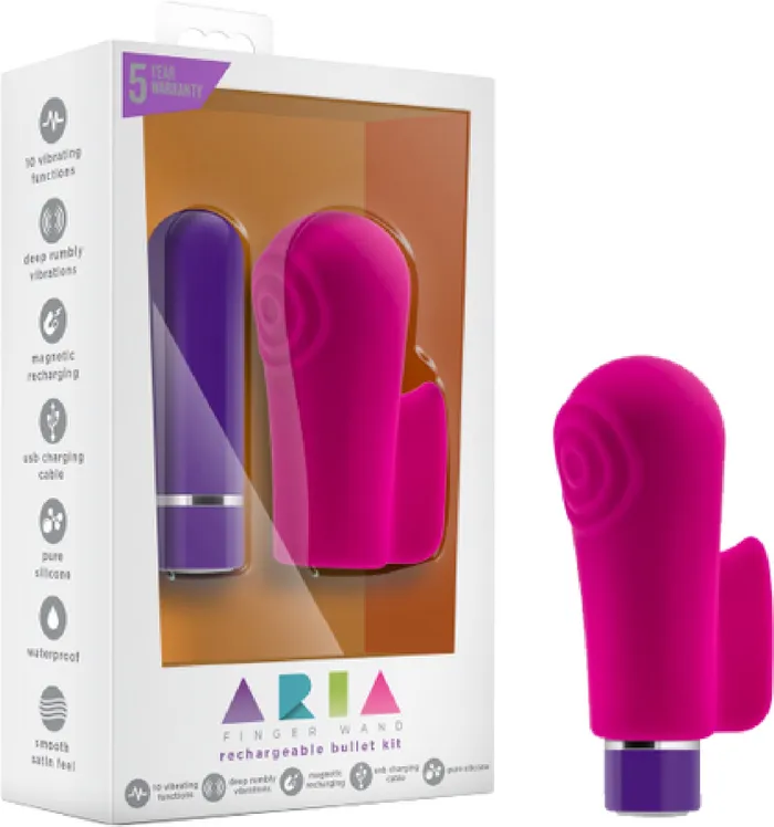 Blush Novelties Vibrators Aria Finger Wand Rechargeable Bullet Kit Multi Function Vibrator Pleasure Sex Toy Fuchsia Pink