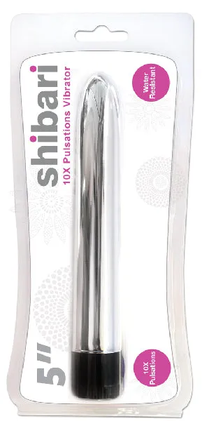 Shibari 10X Pulsations Vibrator 5in Silver Shibari Vibrators