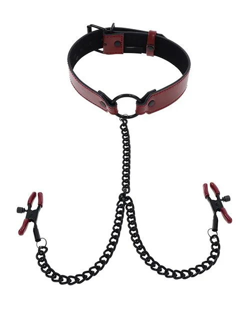 Sportsheets Sportsheets Saffron Collar with Nipple Clamps Female Sex Toys