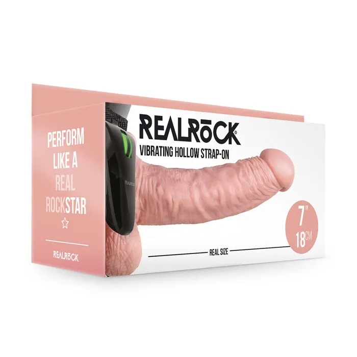 Shots Toys Female Sex Toys REALROCK Vibrating Hollow Strapon Balls 18cm 18 cm Vibrating Hollow StrapOn