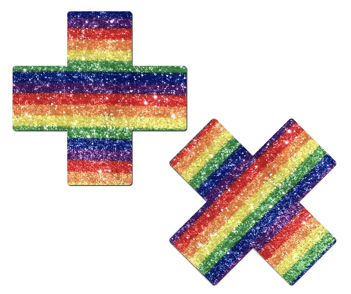 Female Sex Toys Pastease Pastease Glittering Rainbow Cross Nipple Pasties