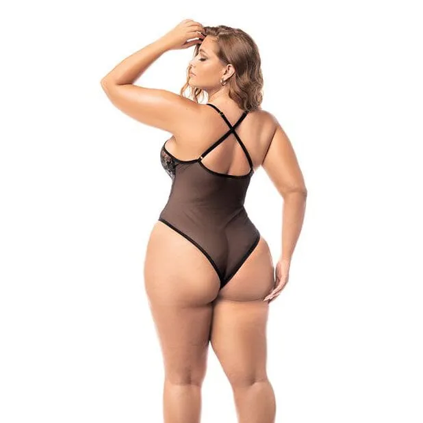Mapale Teddies And Bodies Embroidered Lace Deep V Bodysuit