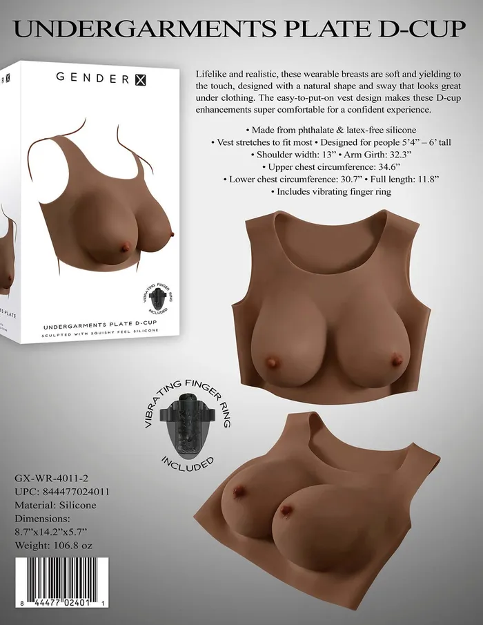 Anal Gender X Undergarments DCup Dark Realistic Wearable Breasts for Confident Comfort Evolved Novelties