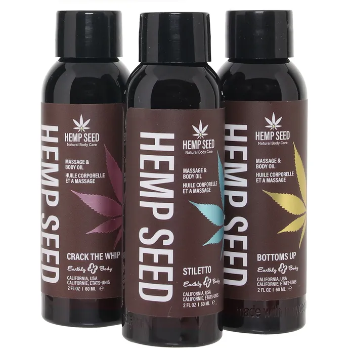 Couples Earthly Body Hemp Seed Massage Oil Gift Set in 3 x 2oz60ml