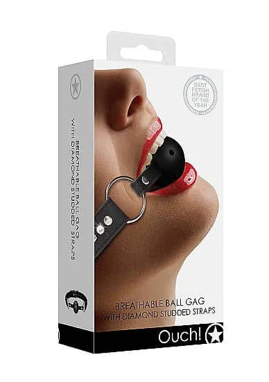 Couples Ouch Diamond Studded Breathable Ball Gag SHOTS AMERICA