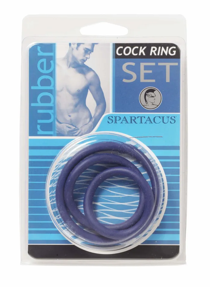 Dildos Spartacus Gear Soft Rubber Cock Rings Blue 3 Piece Set Enhance Sexual Pleasure Made in the USA Spartacus