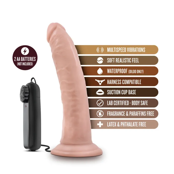 Dr Skin By Blush Dr Dave Realistic Vanilla 75Inch Long Remote Control Vibrating Dildo With Suction Cup Base Blush Dildos