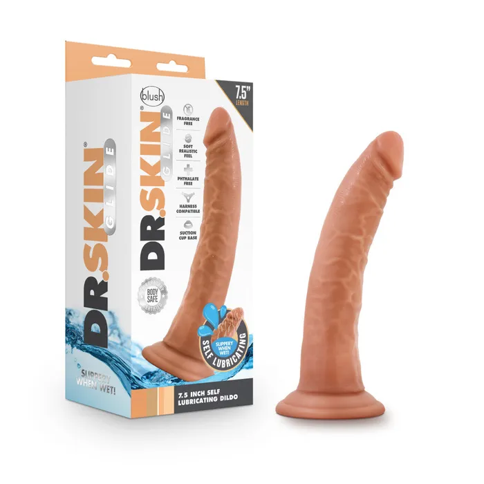 Dr Skin Glide By Blush Realistic Mocha 75Inch Long SelfLubricating Dildo With Suction Cup Base Blush Dildos Dr Skin Glide By Blush Realistic Mocha 75Inch Long SelfLubricating Dildo With Suction Cup Base Blush Dildos
