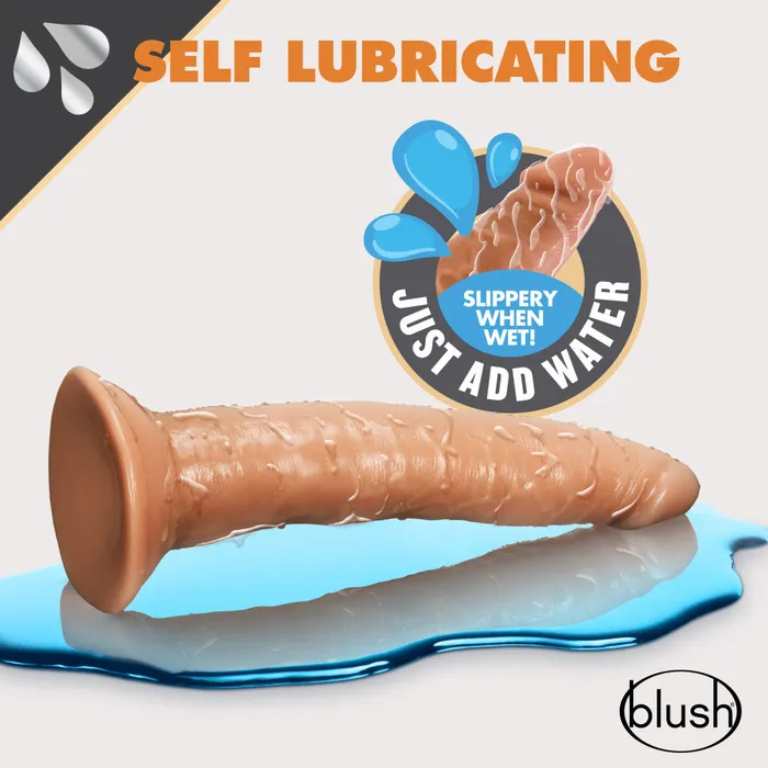 Dr Skin Glide By Blush Realistic Mocha 75Inch Long SelfLubricating Dildo With Suction Cup Base Blush Dildos
