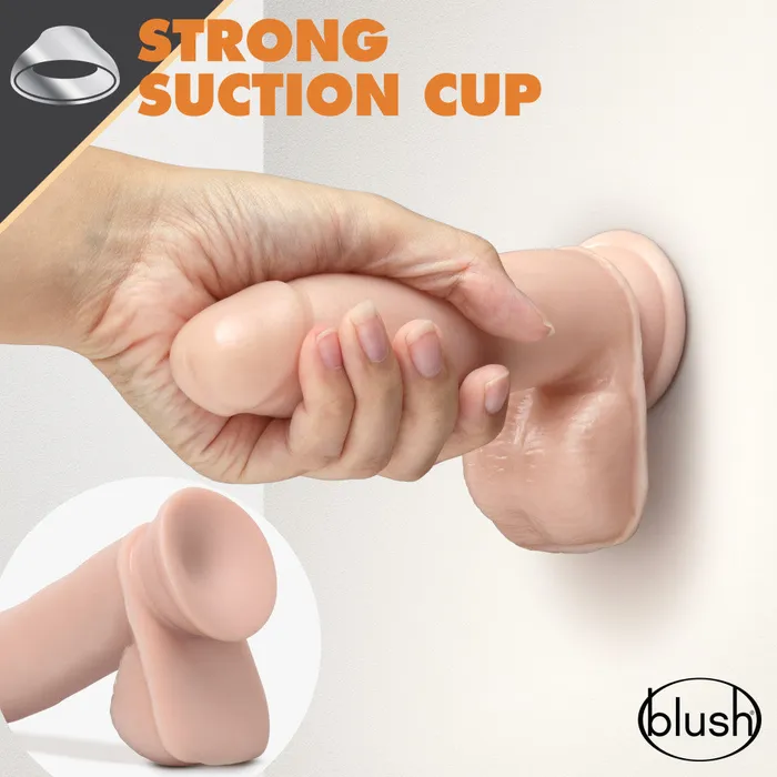 Dr Skin Glide By Blush Realistic Vanilla 7Inch Long SelfLubricating Dildo With Balls Suction Cup Base Blush Dildos