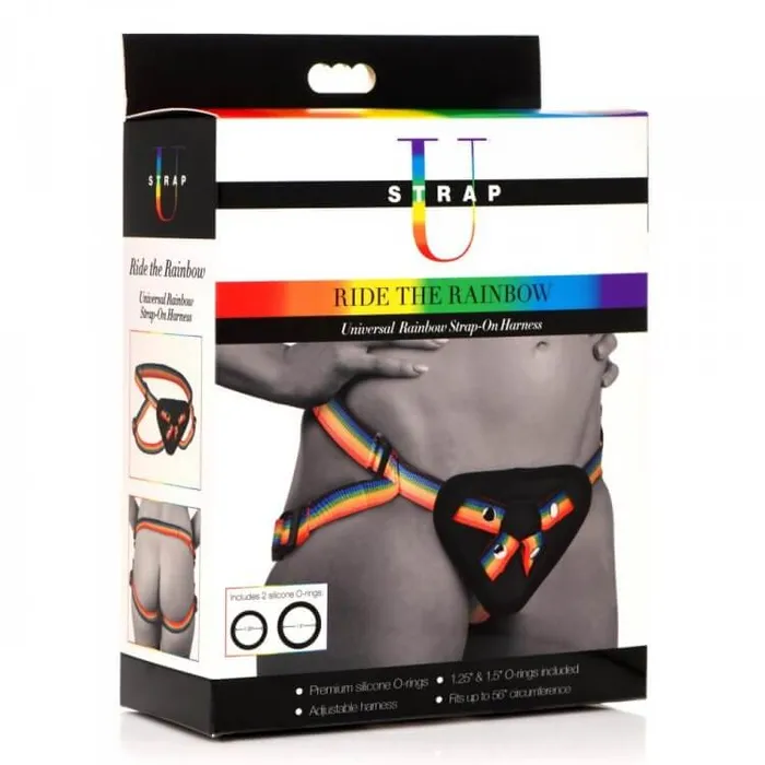 Female Sex Toys XR Brands XR Brands Ride The Rainbow StrapOn Harness Colorful Pride and Ultimate Comfort