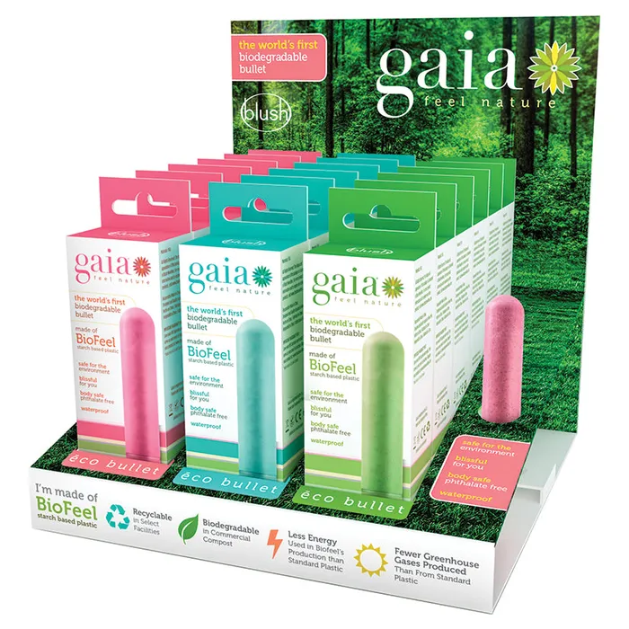 Gaia Eco Bullet Display of 18 Assorted BLUSH Female Sex Toys