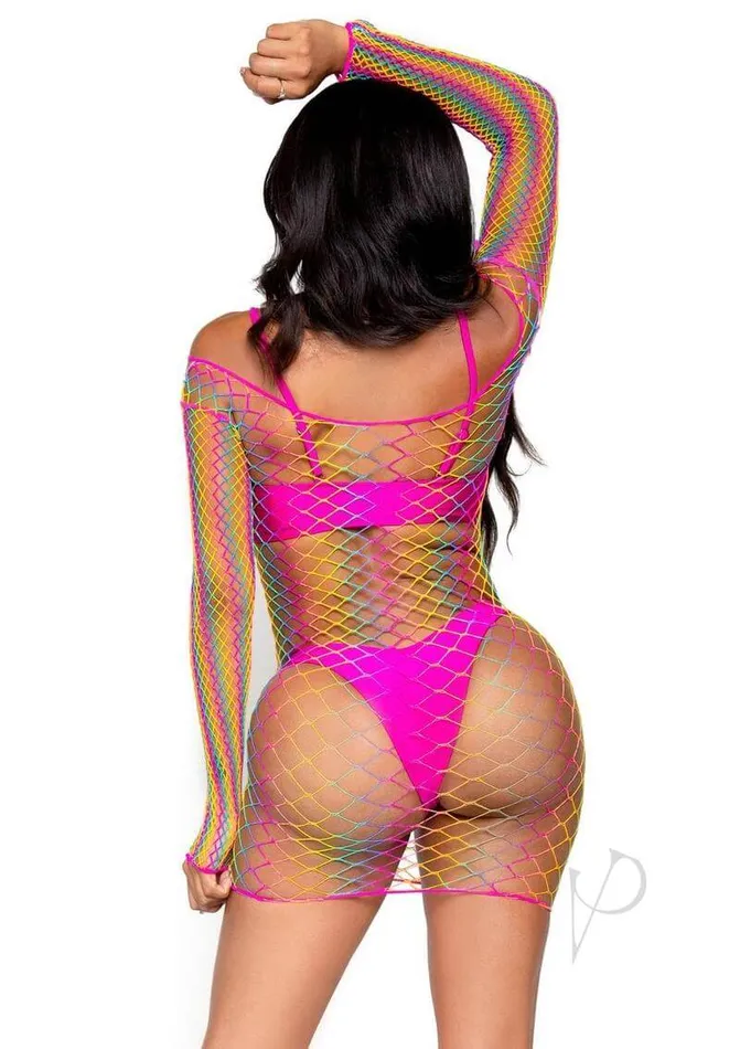 Leg Avenue Inc Female Sex Toys Ombre Rainbow Long Sleeve Mini Dress Os