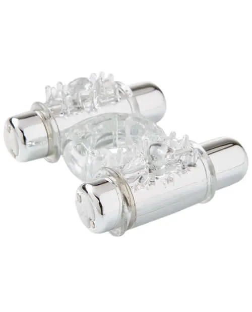 Nu Sensuelle Vibrators Sensuelle Double Action Clear 7 Function Vibrating Couples Ring