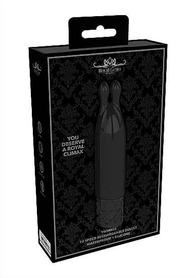 Royal Gems Twinkle Silicone Bullet Vibrator Rechargeable Black SHOTS AMERICA Female Sex Toys