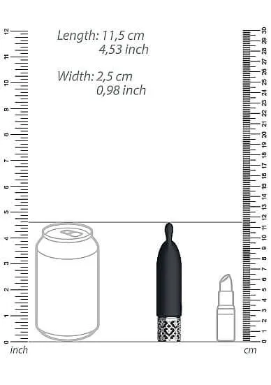Royal Gems Twinkle Silicone Bullet Vibrator Rechargeable Black SHOTS AMERICA Female Sex Toys