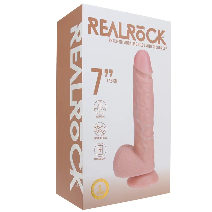 Shots Toys Dildos RealRock 7 Inch Vibrating Dildo in Light