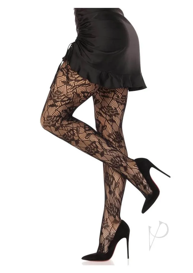 Wild Rose Net Tights BLACK Embrace Romance and Elegance Leg Avenue Inc Vibrators