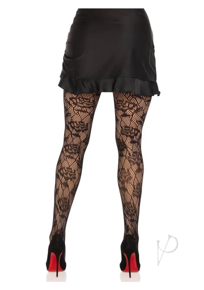 Wild Rose Net Tights BLACK Embrace Romance and Elegance Leg Avenue Inc Vibrators
