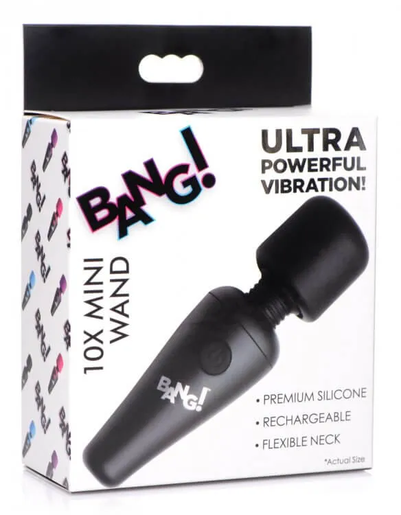 XR Brands Bang 10X Vibrating Mini Wand Black Vibrators