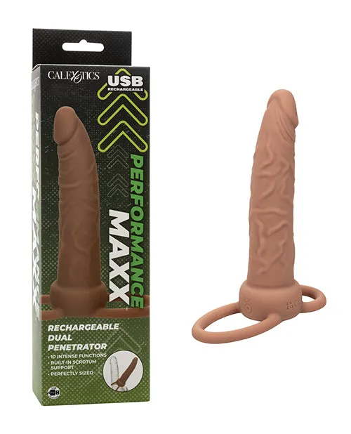 CalExotics Female Sex Toys Performance Maxx Rechargeable Dual Penetrator Brown CalExotics Female Sex Toys Performance Maxx Rechargeable Dual Penetrator Brown
