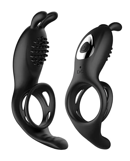 Couples Hott Products Bliss Hummingbird Vibrating Cock Ring Black