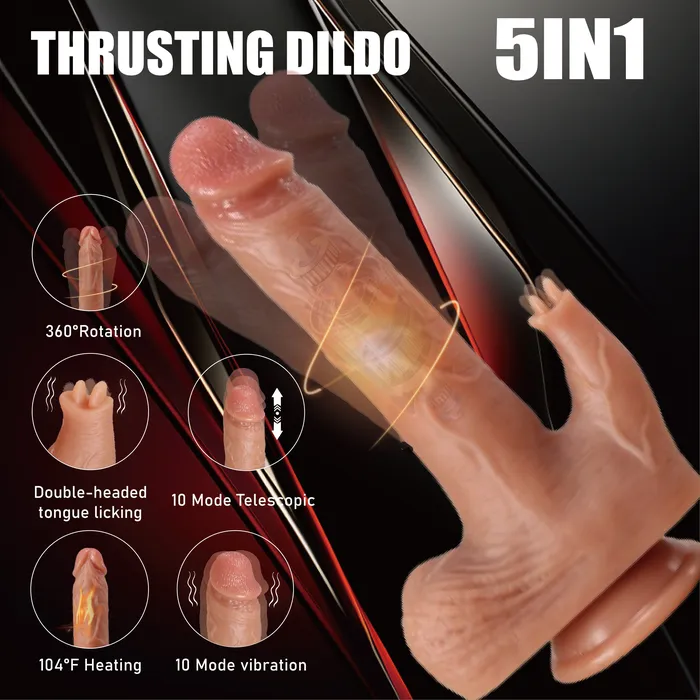 Dildos YIQU 5in1 DoubleHeaded Tongue Licking Dildo YIQU
