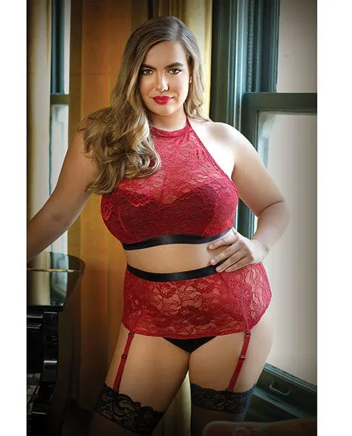 Fantasy Lingerie Vibrators Curve Aria Lace Halter Top High Waist Panty
