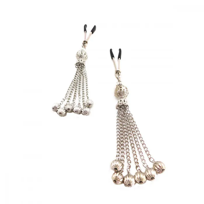 Female Sex Toys The Pleasure Parlor TweezerStyle Nipple Clamps with Chain Tassels
