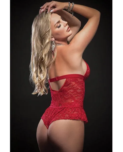 G World Intimates Female Sex Toys Flared Lace Teddy With snap Crotch Os G World Intimates Female Sex Toys Flared Lace Teddy With snap Crotch Os