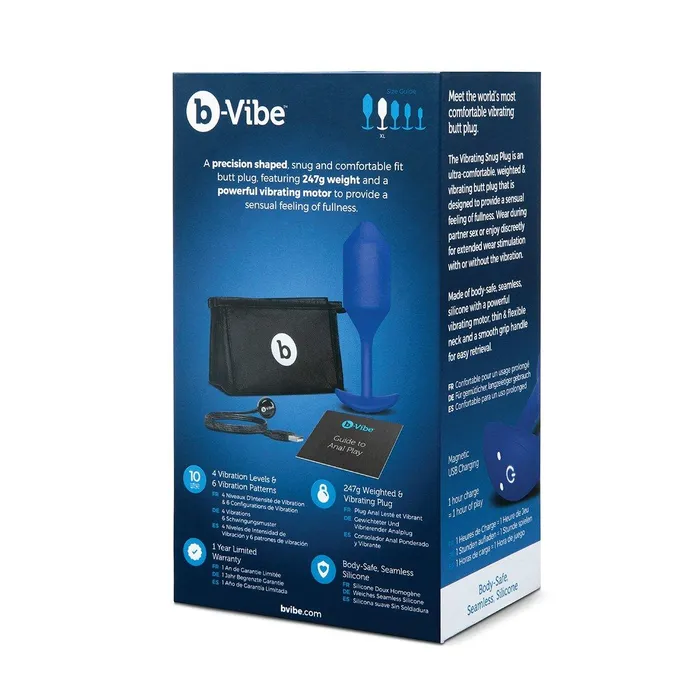 Male Sex Toys BVibe Snug Plug Vibrating XL Navy BVibe