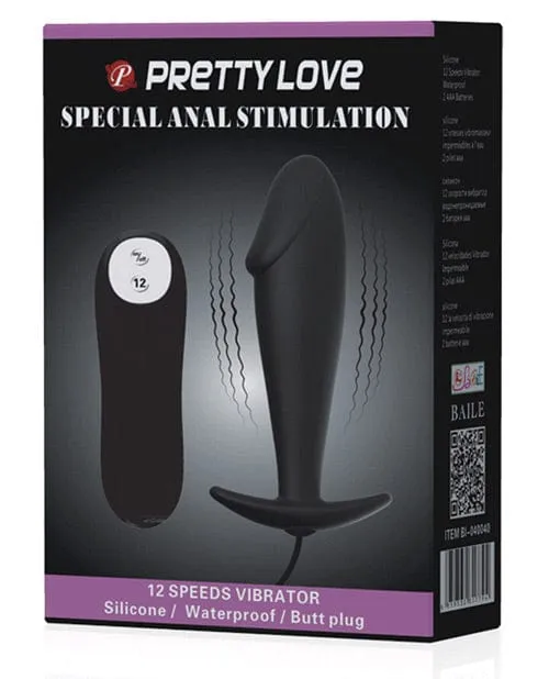 Pretty Love Vibrating Penis Shaped Butt Plug Black Pretty Love Anal