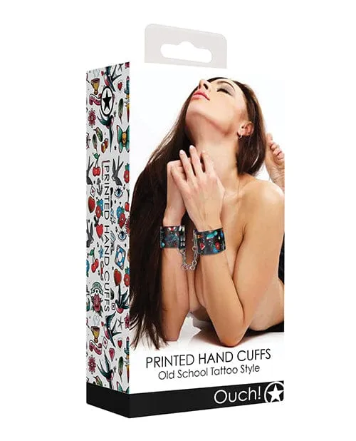 Shots Ouch Old School Tattoo Style Printed Hand Cuffs Black Shots America Anal