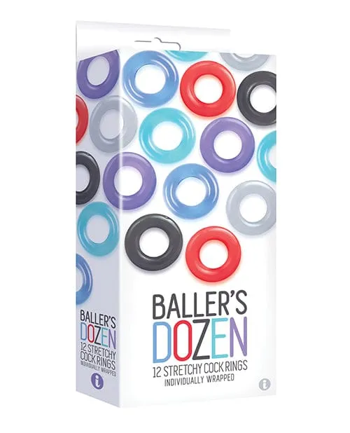 The 9s Male Sex Toys The 9s Ballers Dozen Original 12pc Cockring Set Asst Colors