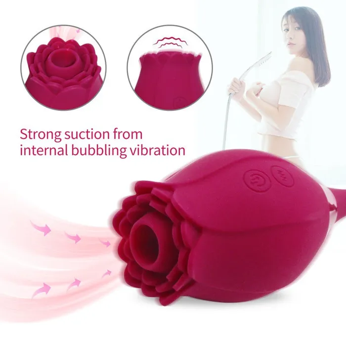 TouchHoney Vibrators Rose Toy Dildo Thrusting Vibrator for Women Egg Clitoris Sucker Stimulator