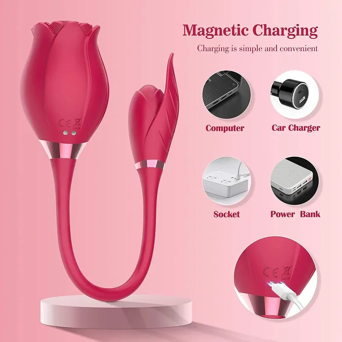 TouchHoney Vibrators Rose Toy Dildo Thrusting Vibrator for Women Egg Clitoris Sucker Stimulator