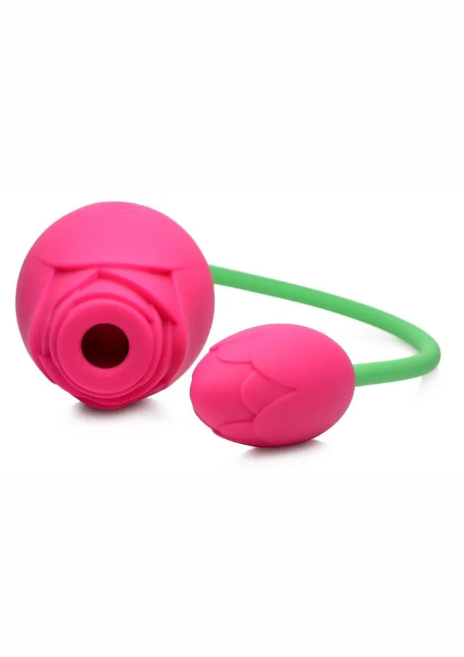 Bloomgasm Inmi Bloomgasm Rose Duet 15x Silicone Rechargeable Vibrating and Sucking Clit Stimulator Male Sex Toys
