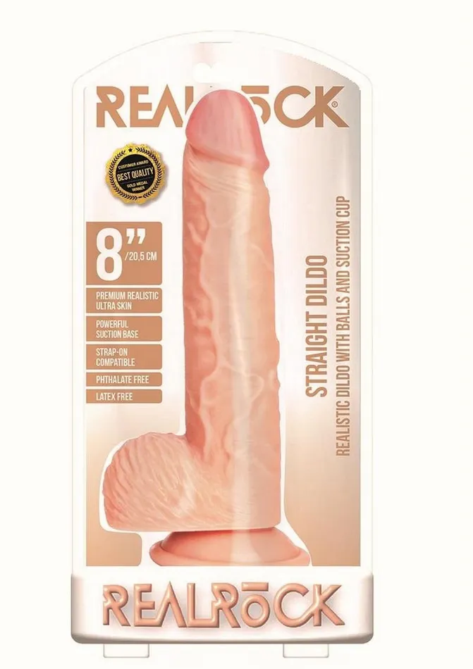 Female Sex Toys Real Rock Realrock Straight Realistic Dildo with Balls and Suction Cup