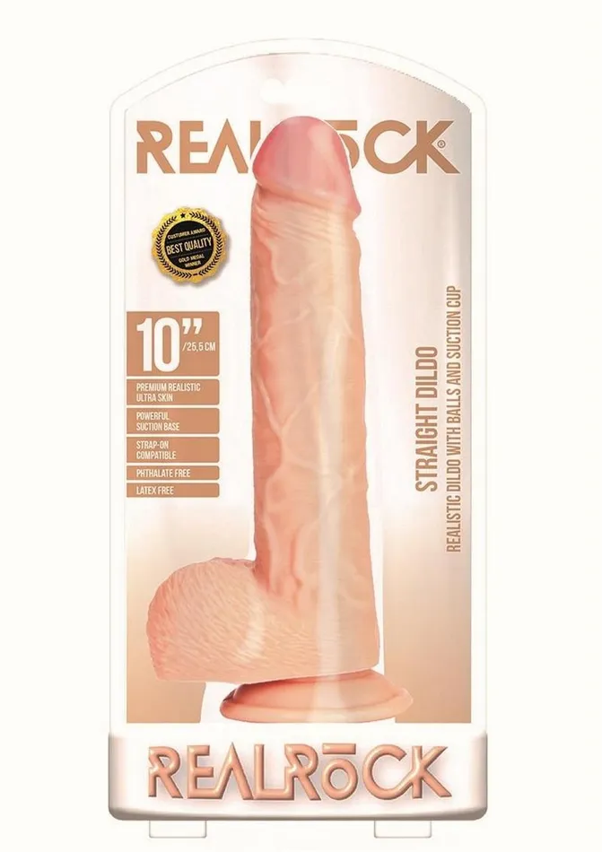 Female Sex Toys Real Rock Realrock Straight Realistic Dildo with Balls and Suction Cup