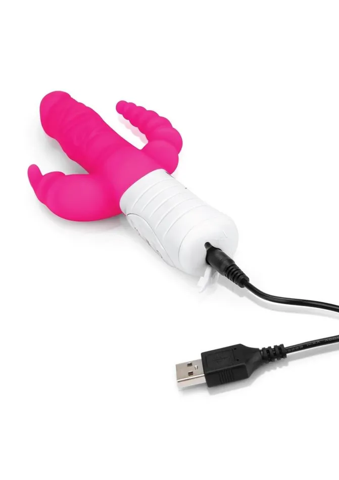 Rabbit Essentials Female Sex Toys Rabbit Essentials Silicone Rechargeable Slim Realistic Double Penetration Rabbit Vibrator