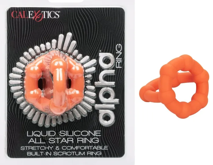 Alpha Liquid Silicone All Star Ring Orange CalExotics Male Sex Toys Alpha Liquid Silicone All Star Ring Orange CalExotics Male Sex Toys