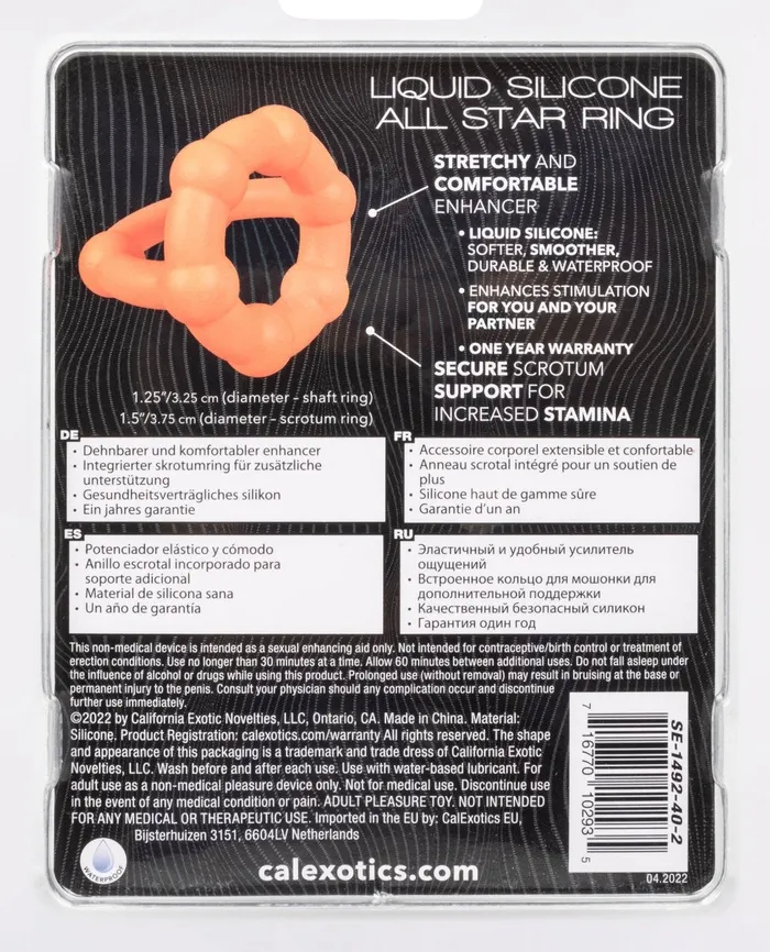 Alpha Liquid Silicone All Star Ring Orange CalExotics Male Sex Toys Alpha Liquid Silicone All Star Ring Orange CalExotics Male Sex Toys