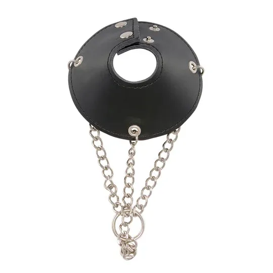 Ballistic Metal Restraints Leather Parachute Ball Stretcher Collar wChain