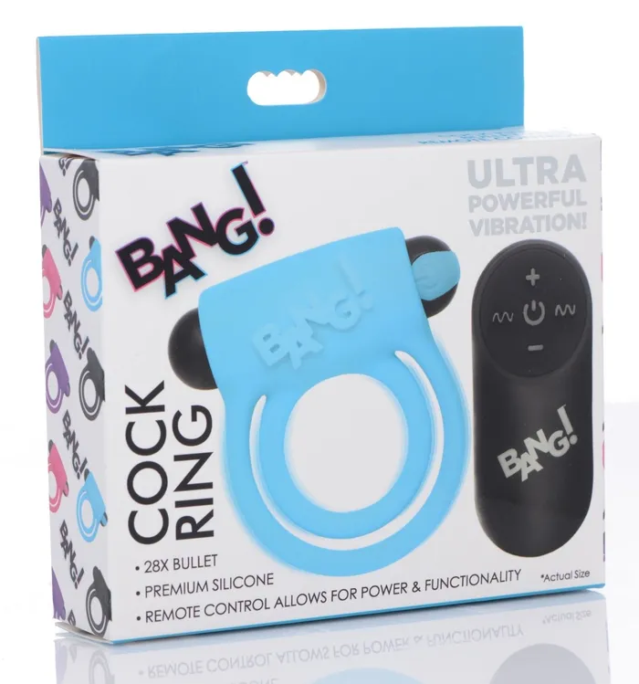 Female Sex Toys XR Brands Bang Bang Silicone Cockring and Bullet With Remote Control Blue Female Sex Toys XR Brands Bang Bang Silicone Cockring and Bullet With Remote Control Blue