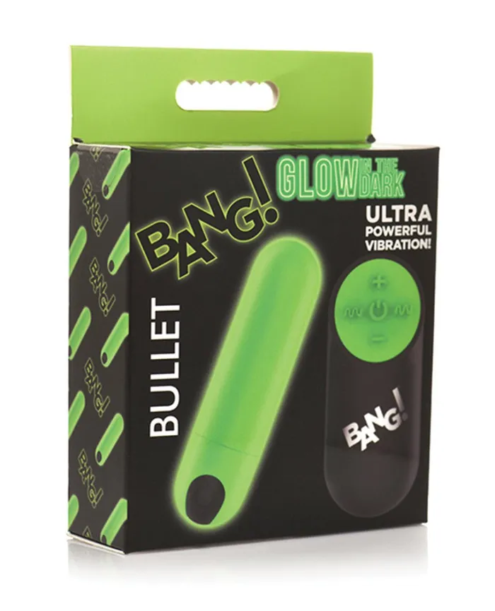 Glow in the Dark Bullet With Remote Green XR Brands Bang Female Sex Toys